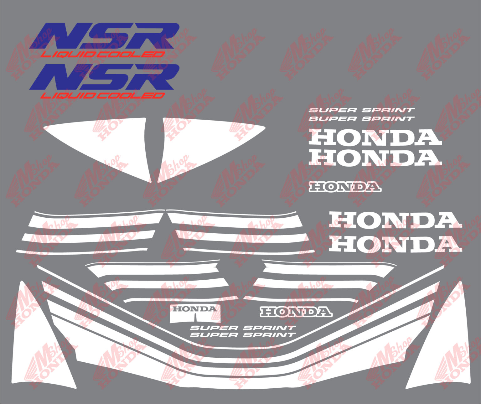 Sticker Set Compleet NSR50 Wit Blauw AC08 Honda M Onderdelen